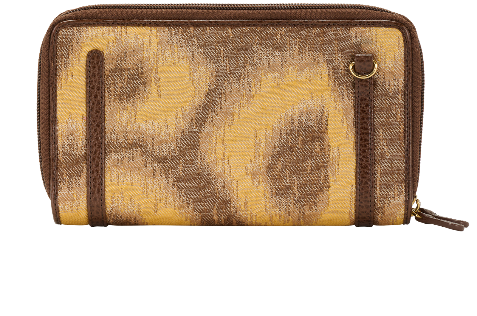 Orb Jacquard Double-Zip Wallet On Chain, &pound;110, Handbags, Brown/Yellow, Canvas/Leather, Back view